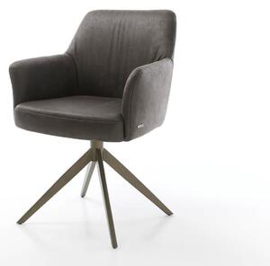DELIFE Étkezőszék Xana-Flex karfás mikroszálas antracit vintage kereszt láb széles titán hatású 360° forgatható zsákrugós
