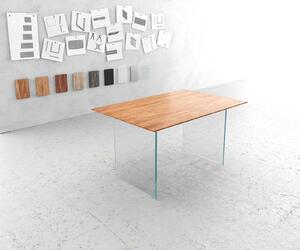 DELIFE Étkezőasztal Edge 140x90 cm akác természetes üveg láb svájci él