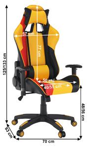 KONDELA Irodai/gamer szék, sárga/fekete/narancssárga, SOLERO