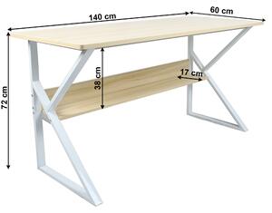 KONDELA Polcos íróasztal, természetes tölgyfa/fehér, TARCAL 140