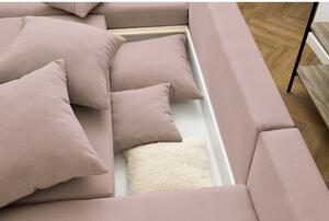 Világos rózsaszín U alakú kinyitható kanapé Envy - Bobochic Paris