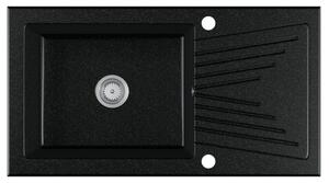 NERO EOS 90-49C Gránit Mosogató + dugóemelő (fekete)