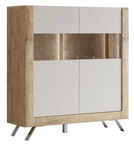 Könyvespolc Sovera 106, Ajtókkal, Zárt, Üveg, Közepes sűrűségű farostlemez, Laminált forgácslap, 137x128x44cm, Arany tölgy, Kasmír