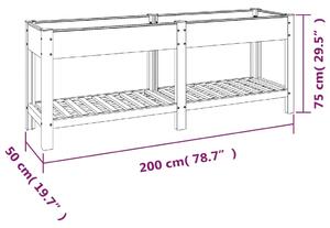 VidaXL szürke WPC kerti magaságyás polccal 200 x 50 x 75 cm