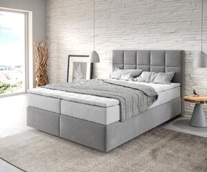 DELIFE Boxspring ágy Dream-Fine 140x200 cm mikroszálas szürke zsákrugós matraccal és visco topperrel