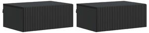 Fali éjjeli szekrény 2 pcs Fekete 49 x 34,5 x 20 cm Szerelt Fa