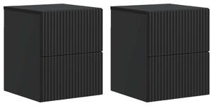 Fali éjjeli szekrény 2 pcs Fekete 33 x 34,5 x 40 cm Szerelt Fa