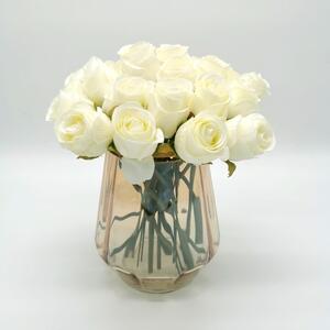 Asztali dekoráció rózsákkal, 25x20 cm - Fehér