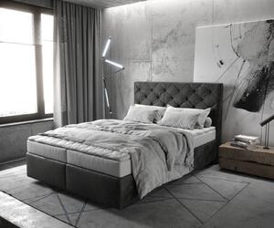 DELIFE Boxspring ágy Dream-Great 140x200 cm mikroszálas antracit vintage matraccal és topperrel