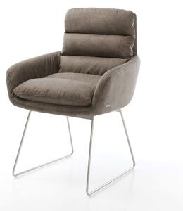 DELIFE Étkezőszék Abelia-Flex karfás mikroszálas taupe vintage vékony lábazat rozsdamentes acél