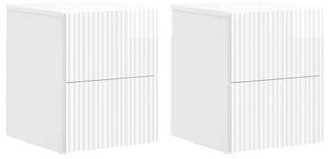 Fali éjjeli szekrény 2 pcs Magasfényű Fehér 33 x 34,5 x 40 cm
