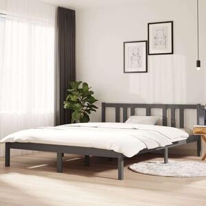 VidaXL szürke tömör fa ágykeret 150x200 cm (5FT King Size)