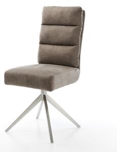 DELIFE Étkezőszék Pela-Flex mikroszálas taupe vintage kereszt láb széles rozsdamentes acél 360° forgatható billenő funkció zsákrugós matrac