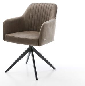 DELIFE Étkezőszék Greg-Flex mikroszálas taupe vintage kereszt láb széles fekete 360° forgatható billenő zsákrugós