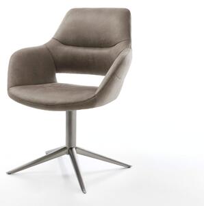 DELIFE Étkezőszék Yago-Flex karfás mikroszálas taupe vintage grafit láb 360° forgatható hintamechanizmus zsákrugós