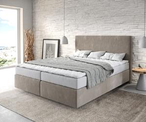 DELIFE Boxspring ágy Dream-Well 160x200 cm mikroszálas bézs matraccal és topperrel