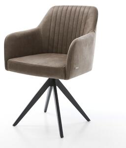DELIFE Étkezőszék Greg-Flex mikroszálas taupe vintage kereszt láb szögletes fekete zsákrugó