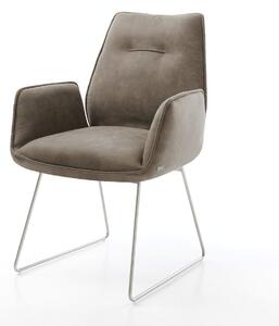 DELIFE Étkezőszék Zoa-Flex mikroszálas taupe vintage vékony lábazat rozsdamentes acél zsákrugós