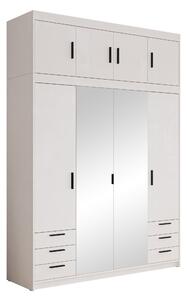 Gardróbszekrény Novduni 120, Laminált forgácslap, 246x177x53cm, Fehér