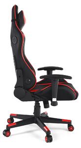 KONDELA Irodai/gamer szék Bluetooth hangszórókkal, fekete/piros, CARPI