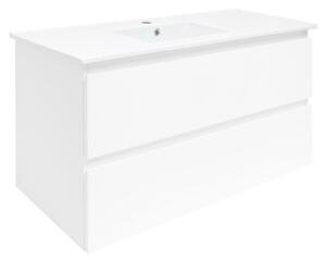 Fürdőszobaszekrény mosdókagylóval SAT B-Way 99x50x45 cm fehér fényes BWAY2100WU4BI