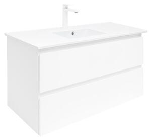 Fürdőszoba szekrény mosdóval SAT B-Way 99x50x45 cm fehér fényű BWAY2100WU4B2