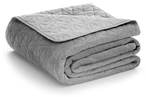 Világosszürke bársony steppelt ágytakaró 170x210 cm Laila – AmeliaHome