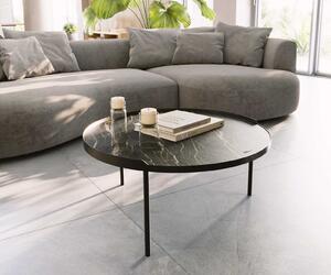 DELIFE Dohányzóasztal Torell 80x80 cm kerámia Laminam®Noir Desir barna fémkeret titán effekt felület