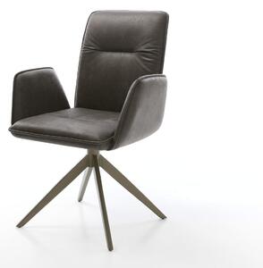 DELIFE Étkezőszék Vinja-Flex mikroszálas antracit vintage kereszt láb széles titán effekt felület 360° forgatható