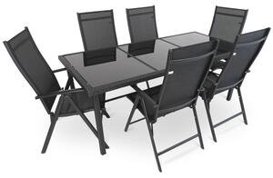Orsino kerti asztalkészlet - 6 üléses, fekete
