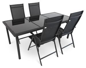 Orsino kerti asztalkészlet - 4 üléses, fekete