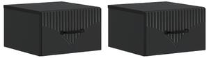 Fali éjjeli szekrény 2 pcs Fekete 34,5 x 33 x 20 cm Szerelt Fa