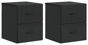 Fali éjjeli szekrény 2 pcs Fekete 34,5 x 33 x 40 cm Szerelt Fa