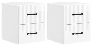 Fali éjjeli szekrény 2 pcs Magasfényű Fehér 34,5 x 33 x 40 cm