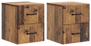 Fali éjjeli szekrény fiókkal 2 pcs Antik Fa 34,5 x 33 x 40 cm