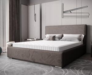 Időtlen kárpitozott ágy minimalista dizájnban, szürke színben 180 x 200 cm Ágyneműtartóval