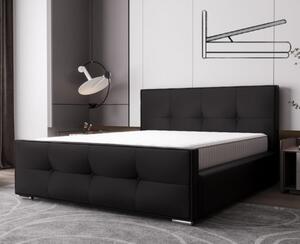 Luxus kárpitozott ágy glamour stílusban, fekete 180 x 200 cm Ágyneműtartóval