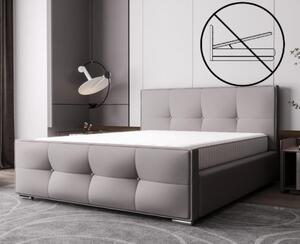 Luxus kárpitozott ágy glamour stílusban, világosszürke 180 x 200 cm tárolóhely nélkül
