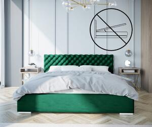 Exkluzív kárpitozott ágy steppelt fejtámlával, zöld színben 180 x 200 cm tárolóhely nélkül