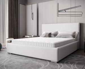 Időtlen kárpitozott ágy minimalista designban, fehér színben 180 x 200 cm Ágyneműtartóval