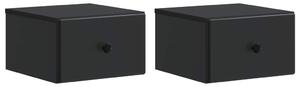 Fali éjjeli szekrény 2 pcs Fekete 34,5 x 33 x 20 cm Szerelt Fa