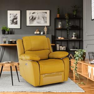 KONDELA Elektromos relaxációs fotel, bőr/ekobőr sárga, VIVAN