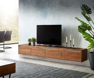 DELIFE TV szekrény Stonegrace 220 cm akác barna természetes él 4 ajtós lebegő