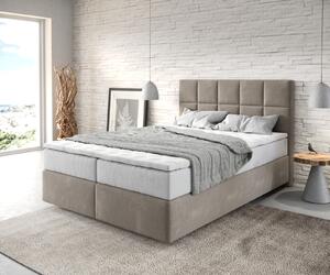 DELIFE Boxspring ágy Dream-Fine 140x200 cm mikroszálas bézs zsákrugós matraccal és visco topperrel