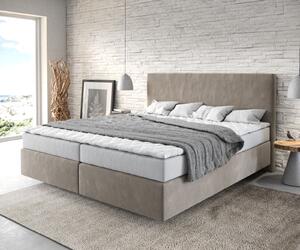 DELIFE Boxspring ágy Dream-Well 180x200 cm mikroszálas bézs matraccal és topperrel