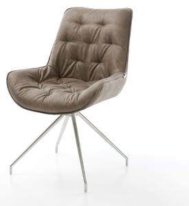 DELIFE Étkezőszék Taimi-Flex mikroszálas taupe vintage kereszt láb kúpos rozsdamentes acél