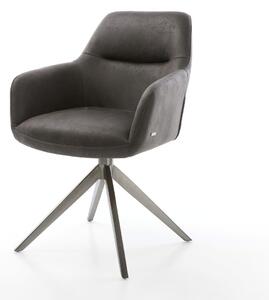 DELIFE Étkezőszék Pejo-Flex mikroszálas antracit vintage kereszt láb széles grafit 360° forgatható billenő zsákrugós matrac