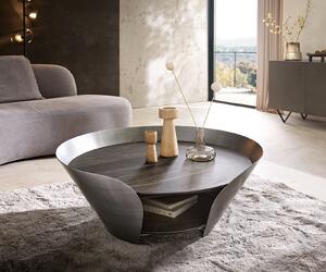 DELIFE Dohányzóasztal Skafi 100x40 cm Laminam® kerámia Noir Desir barna metál ezüst