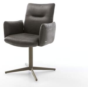 DELIFE Étkezőszék Jova-Flex kényelmes karfákkal mikroszálas antracit vintage "X" alakú láb titán hatás 360° forgatható zsákrugós