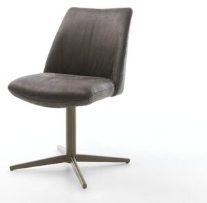 DELIFE Étkezőszék Elso-Flex mikroszálas antracit vintage lábkereszt titán effekt felület 360° forgatható zsákrugós
